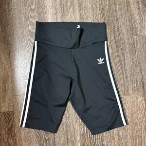 Adidas Primeblue Black Biker Shorts Women’s M Trefoil Stripe RN88387 H54155